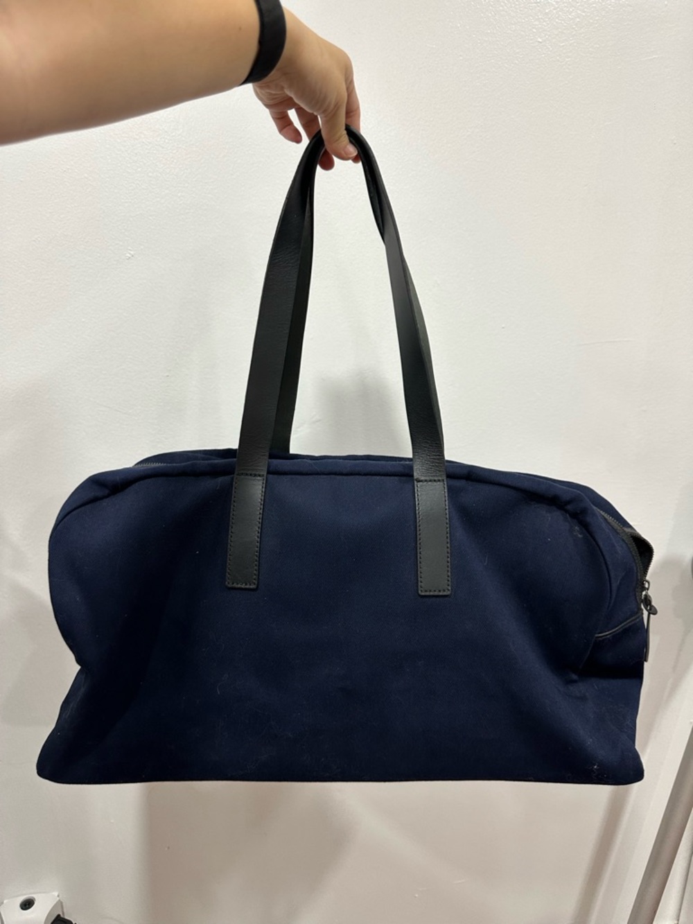 Everlane The Weekender Navy Canvas Travel Duffle with Leather Handles